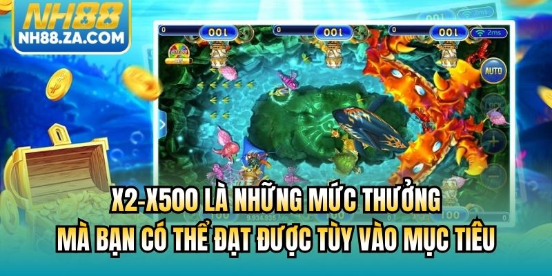 x2-x500 là những mức thưởng mà bạn có thể đạt được tùy vào mục tiêu